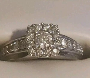 DIAMANT RING 10k GOLD WEISSGOLD VERLOBUNG 1/2 KARAT Größe 6 HALBKARAT + - Bild 1 von 12