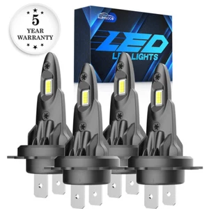 4PCS H7 LED Headlights Bulbs 10000K High Low Beams Kit Combo Super White Bright - Picture 1 of 15