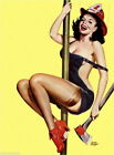 94035 Pin-Up Girl Fire Belle Fireman Pole Pin Up Wall Print Poster AU