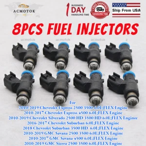 8Pcs Fuel Injector For Silverado Sierra Yukon XL Express 2500 3500 6.0 12613412 - Imagen 1 de 7
