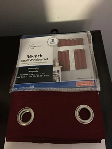 BRAND NEW MAINSTAY ELEVATED SOLID 3 PIECE KITCHEN SMALL WINDOW CURTAIN SET - Picture 1 of 8