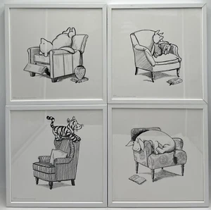 Pottery Barn Winnie The Pooh Lounging Wall Art Stephanie Lane 11 x 11 White (4) - Picture 1 of 10