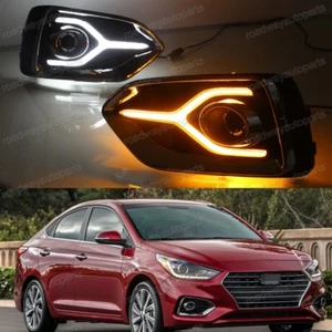 LED DRL Daytime Running lights driving lamps for Hyundai Accent 2018-2019 - Picture 1 of 9