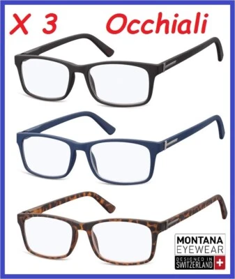 Occhiali da lettura uomo donna per vicino vista presbiopia Montana 1 2 3 1.5 2.5 - Immagine 1 di 4