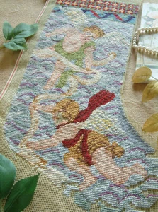 Lovely Cute Cherub Babies Hand Crafted Needlepoint Canvas Preworked Beautiful - Picture 1 of 4