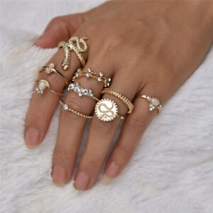 Conjunto de 10 estilos de anillos Midi bohemios de varias piezas para 