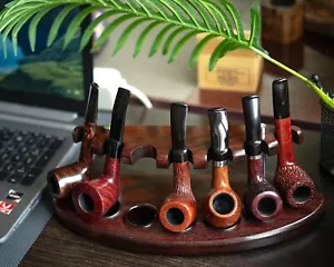 Soporte de pipa para pipas fumar tabaco estante de madera soporte hecho a mano - Imagen 1 de 9