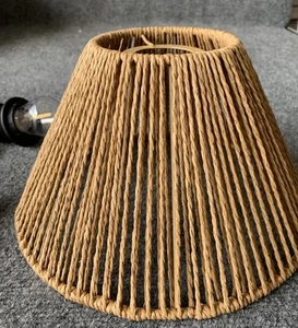 Boho Rattan Wicker Hanging Lamp Pendant Light Bulb & Remote Outdoor Or Any Room - Picture 1 of 3