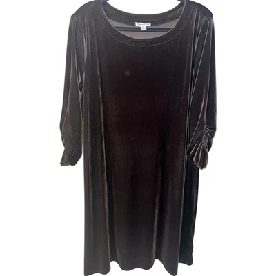 Susan Graver женщин бархата Midi платье размер 2 X прихотливый гранж коричневый шикарный - Изображение 1 из 4