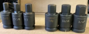 Craftsman 6 HEX Allen Bit SAE 1/2 Drive Impact Sockets 3/8-3/4" (missing 9/16”) - Picture 1 of 1