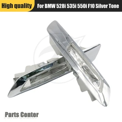 Fit BMW 528i 535i 550i F10 Silver Tone 2PCS Side Marker Turn Signal Amber Light - Imagem 1 de 4
