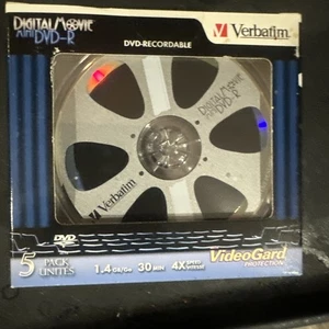 Mini DVD-RW de película digital Verbatim 1,4 GB 30 min 2 velocidades paquete de 5 unidades - Imagen 1 de 6