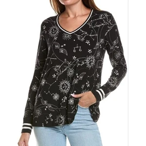 Johnny Was Bijou Janie Favorite Long Sleeve Tee Shirt Black Constellation Medium - Picture 1 of 9