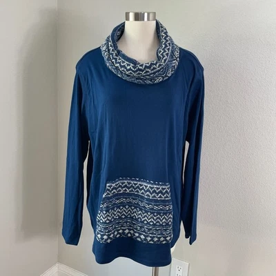 NUEVO $76 Chaps Plus 3X Pullover Azul Cabina Top Capucha Cuello Canguro Bolsillo Foto 1 de 4