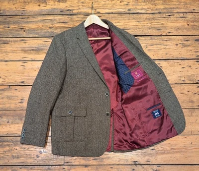 Marks & Spencer  Luxury Abraham Moon Tweed Jacket 46L Herringbone M&S Pristine - Image 1 of 4
