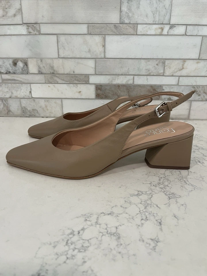Zapatos Franco Sarto Nuevos con Etiquetas Beige Tostado Tacón Bloque Talla 8.5 Cuero Foto 1 de 4