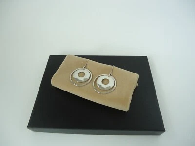 Pendientes doble círculo Silpada W1322 de plata de ley martillada con perspectiva Foto 1 de 4