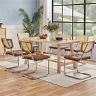 Dining Chairs with Rattan Back Set of 2 Mid-Century Kitchen Chairs for Home