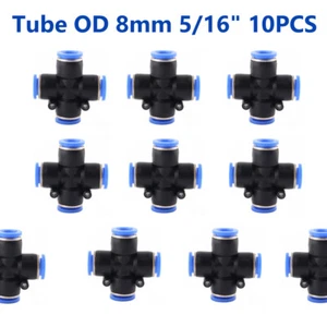 Tubo conector cruzado de unión de 4 vías empuje para conectar neumático OD 8 mm 10 piezas - Imagen 1 de 10