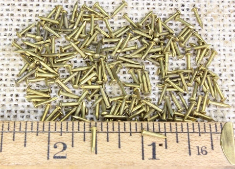 Old 1/4” Brass 100 Vintage NAILS Escutcheon pins USA made 20 ga small head BRADS Cover