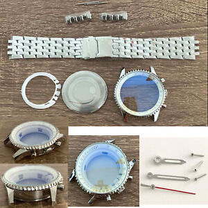 46.5MM Stainless Steel Watch Case +Strap +Hand Modified for VK63 Quartz Movement