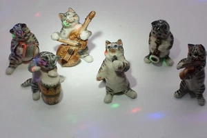Vintage Klima Figurines Cat Orchestra 6 Miniature Porcelain Collectable KYD - Picture 1 of 12