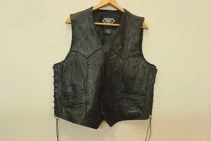 Diamond Plate Genuine Buffalo Leather Biker Vest Size L - Picture 1 of 10