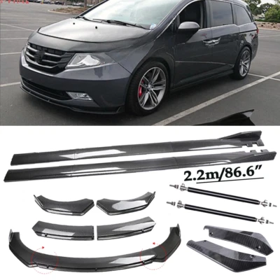 Carbon Fiber Front Bumper Lip Spoiler & Side Skirt For Honda Odyssey Body Kits Foto 1 de 4