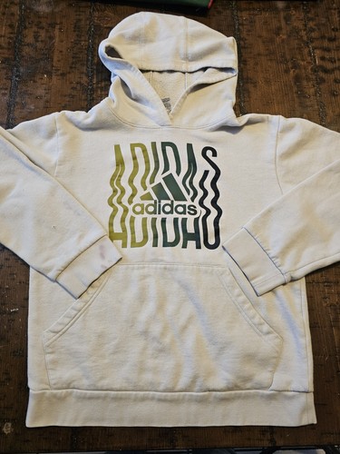 OFF WHITE Felpa con cappuccio ADIDAS per ragazzi gioco su grafica pile Gioventù grande (macchia di maniche)