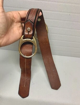 Vintage. Anel Dooney & Bourke largo couro marrom pulseira de substituição tom dourado Hardwr - Imagem 1 de 4