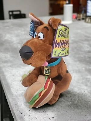 Caja de voz de felpa parlante hamburguesa Scooby Doo Applause nueva con etiquetas vintage NO funciona nueva de stock Foto 1 de 4