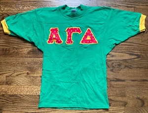 Vintage Alpha Gamma Delta Sorority Letters Shirt Jersey Size Small USA Made - Picture 1 of 10