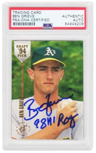 Ben Grieve Signed 1994 Stadium Club Rookie Card #84 w/98 AL ROY - (PSA Slabbed) - Picture 1 of 2