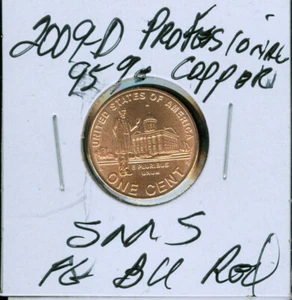 2009 D SMS PROFESSIONAL 95% COPPER LINCOLN CENT FINEST BU 99 CENTS SHIPPING * - Picture 1 of 2