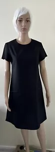 New with Tag Simon Jersey Womens Black Shift Zip Short Sleeve Dress Workwear - Picture 1 of 15