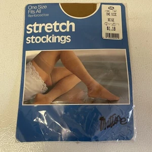 Vintage Matisse Thigh High Stretch Stockings OSFA Beige NOS - Picture 1 of 6