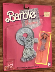 Sealed 1988 Jeans Fashions Denim Dress with Ruffle Hem by Mattel, 1688 - Picture 1 of 9
