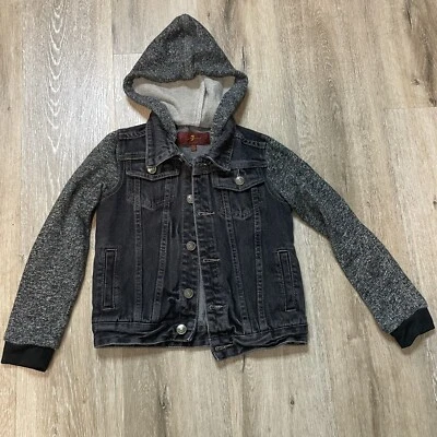 Chaqueta vaquera 7 for All Mankind para niños talla S chaqueta vaquera con capucha con botones Foto 1 de 4