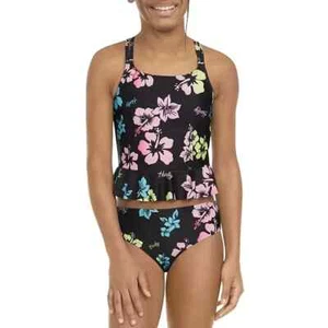 Hurley Girls Tankini 2 Piece Swim Set Size 4 Black - Picture 1 of 5