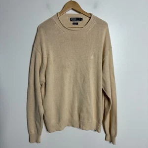 Polo Ralph Lauren Vintage Sweater XL Roll Beck Beige Linen & Cotton (See Descp) - Picture 1 of 11