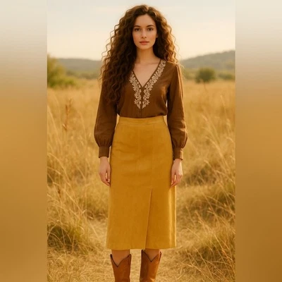 Maxi falda de cuero vintage para mujer talla 12 noche fuera fiesta fiesta del oeste Foto 1 de 4