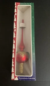 Vintage Handarbeit Rot Glas Baumspitze Gold Glitzer Tannenbaum Sammlung Polen - Bild 1 von 12