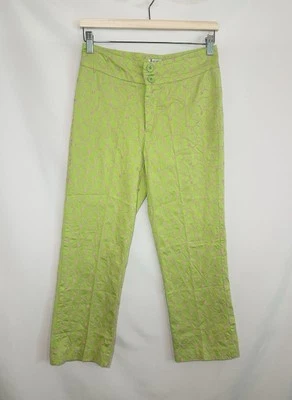 Calça bordada floral rosa verde vintage Will's River Co. feminina retrô brilhante 8 - Imagem 1 de 4