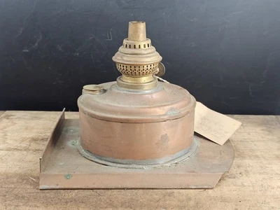Antique National Marine Lamp Large Copper & Brass Fount Burner Lantern Ship  - Image 1 of 4