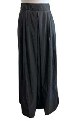 Alex Evenings Black Full Length Formal Maxi Skirt Pockets Taffeta Pleated Sz 8 - Image 1 of 4