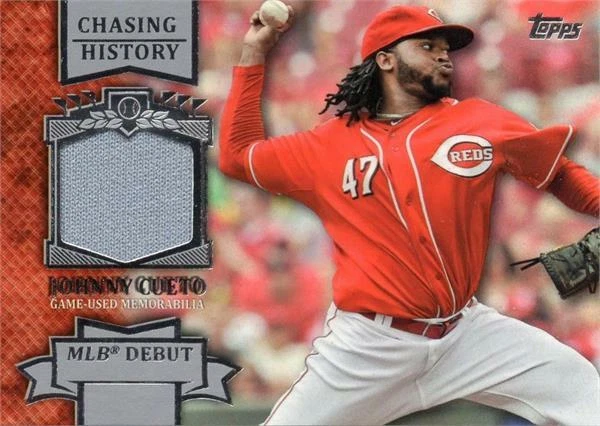 Johnny Cueto relic jersey patch baseball card 2013 Topps Chasing History #CHRJC - Image 1 of 1
