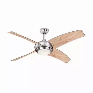 Dimmbare Lampe Deckenventilator mit Fernbedienung Borealis 122 cm Nickel Pinie - Picture 1 of 4