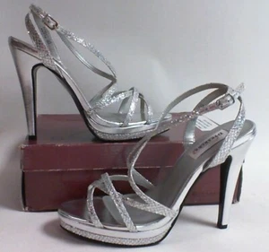 Dyeables Wedding/Evening Shoes/Heels - Silver Glitter - Bryce- US 9B UK 7 #16D66 - Picture 1 of 7