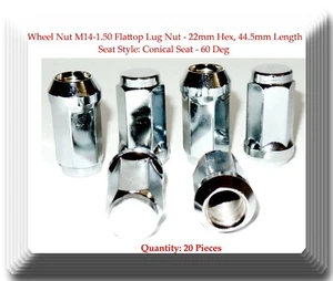 24 Pcs Wheel Lug Nut: M14-1.5 Flat Top Hex: 19mm L: 44.5MM Fits: GM 2000-2020 - Picture 1 of 1