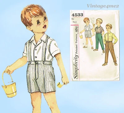 1950s Vintage Simplicity Sewing Pattern 4533 Uncut Baby Boys Shirt & Pants Sz 2 - Image 1 of 4